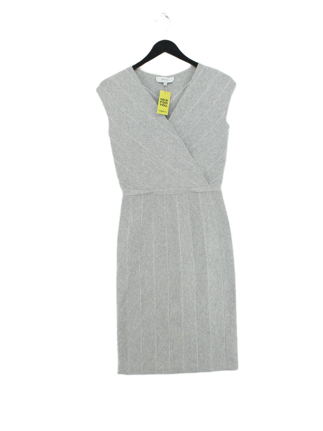 Reiss Women's Midi Dress S Grey Viscose with Elastane, Polyamide, Polyester