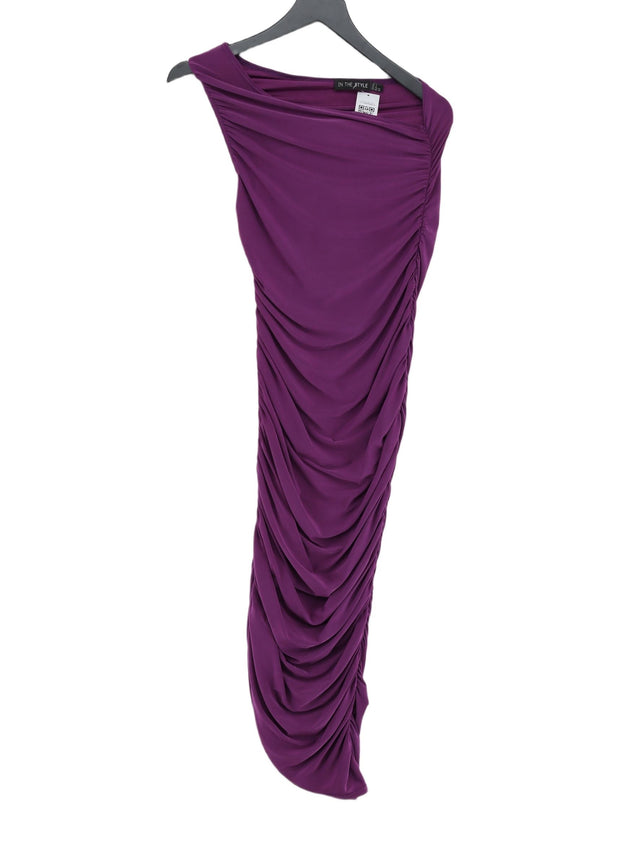 In The Style Women's Midi Dress UK 8 Purple Polyester with Elastane
