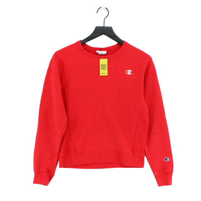 Champion Women's Hoodie S Red Cotton with Polyester