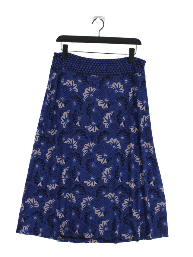White Stuff Women's Midi Skirt UK 12 Blue Viscose with Elastane
