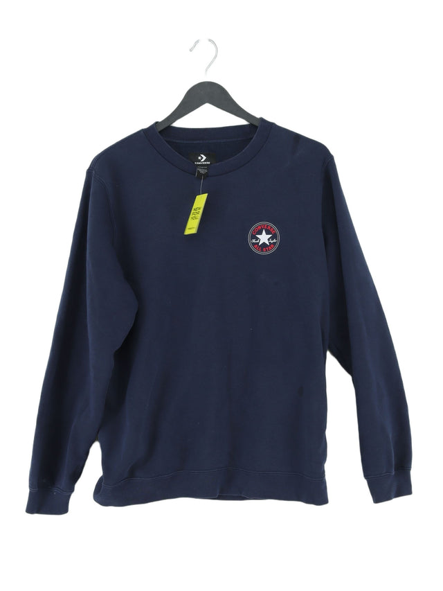 Converse Men's Jumper S Blue Cotton with Elastane, Polyester