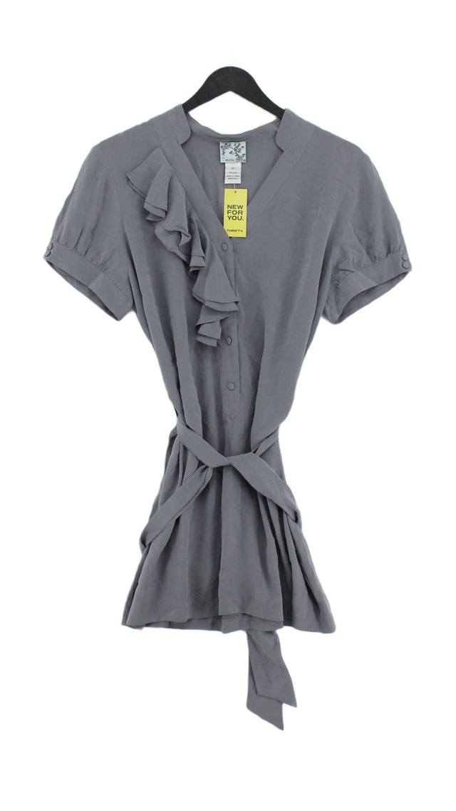 Tabitha Women's Midi Dress UK 14 Grey 100% Silk