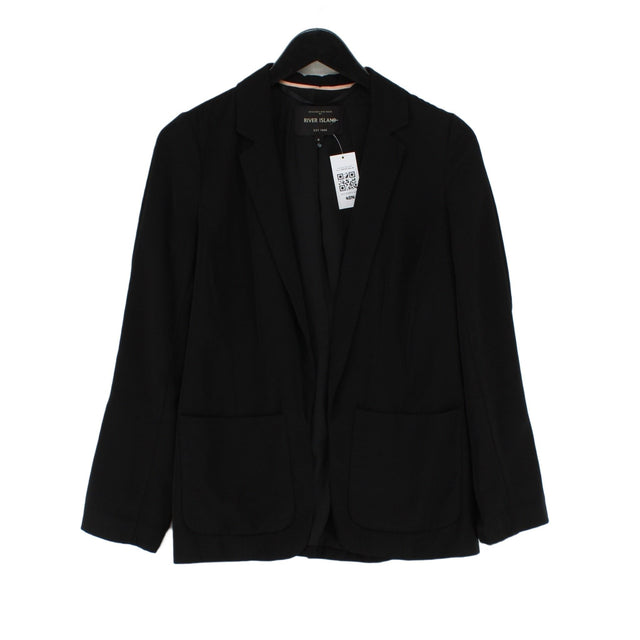 River Island Women's Blazer UK 8 Black 100% Polyester