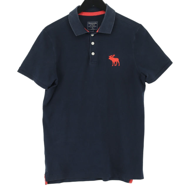 Abercrombie & Fitch Men's Polo M Blue Cotton with Elastane