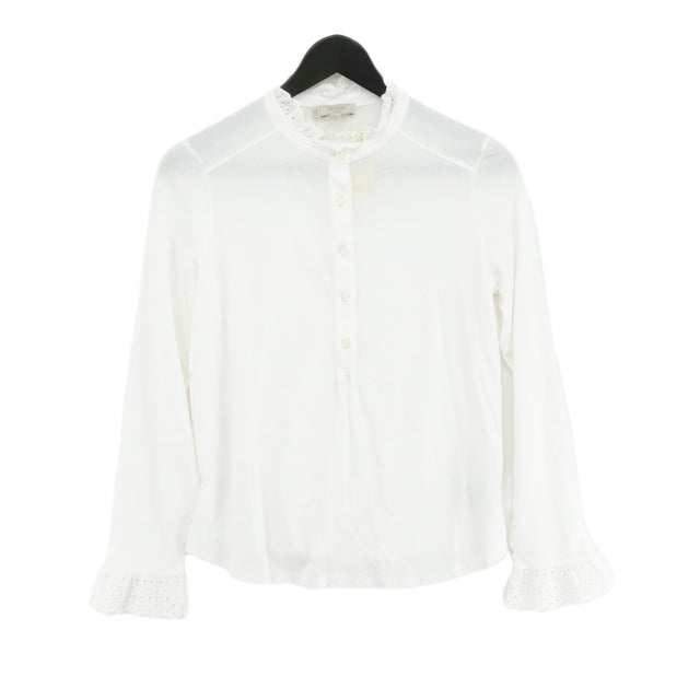 Hobbs Women's Top XS White Cotton with Lyocell Modal