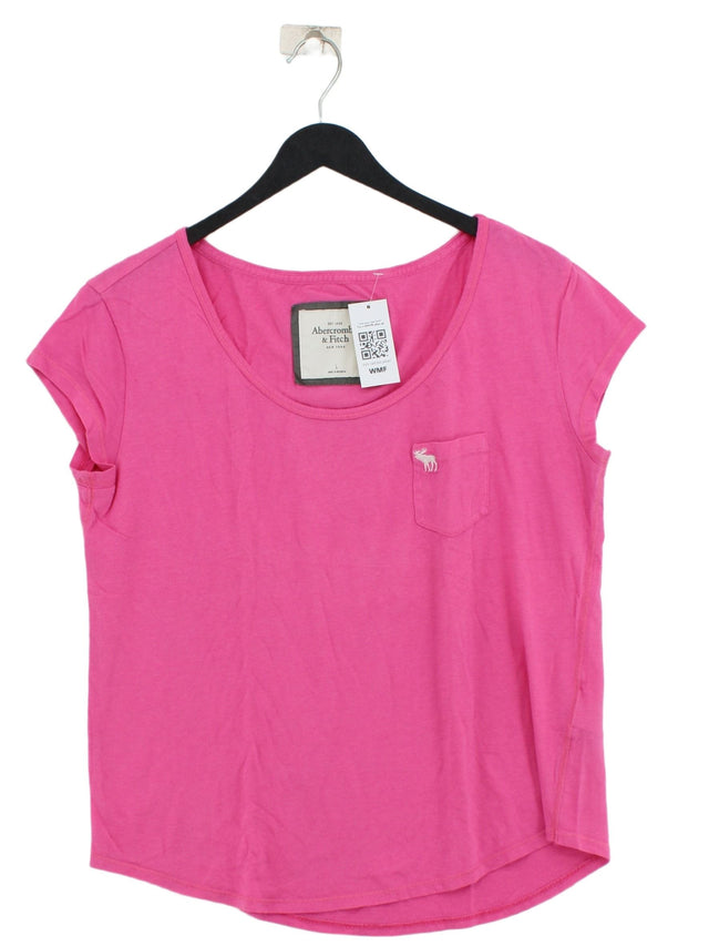 Abercrombie & Fitch Women's T-Shirt L Pink Cotton with Lyocell Modal
