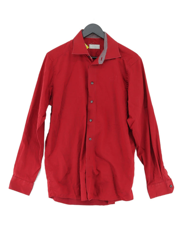 Eton Men's Shirt Chest: 40 in Red 100% Cotton