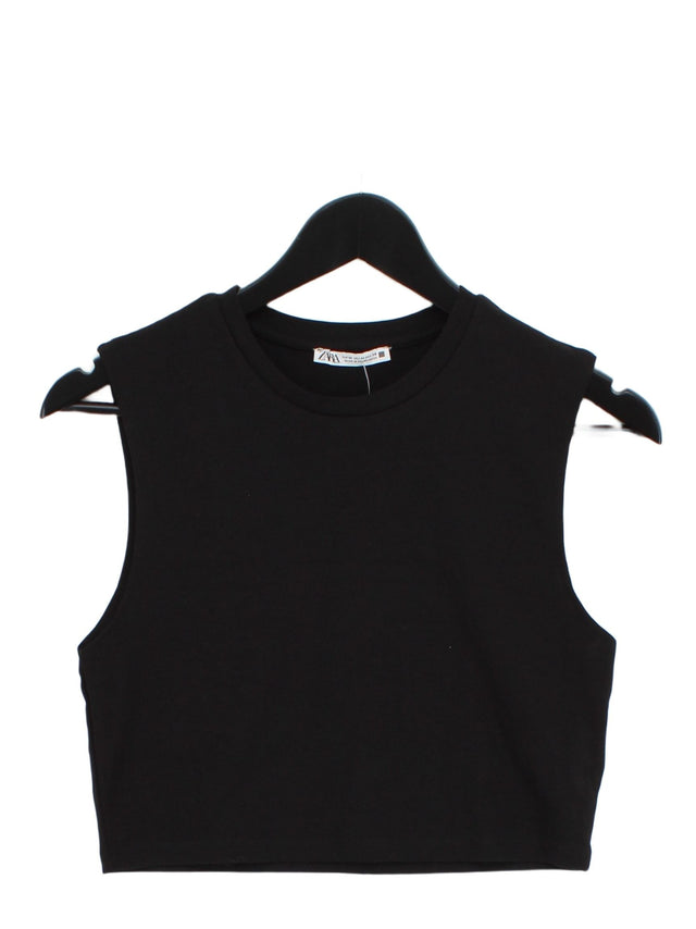 Zara Women's T-Shirt M Black Cotton with Elastane