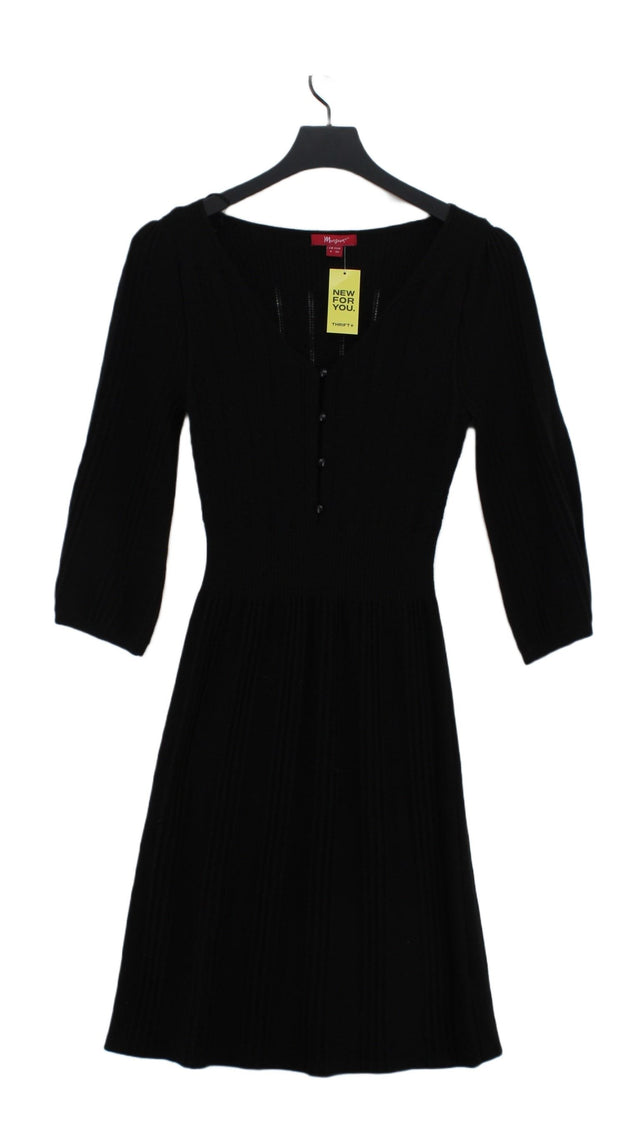 Monsoon Women's Midi Dress UK 8 Black Wool with Acrylic