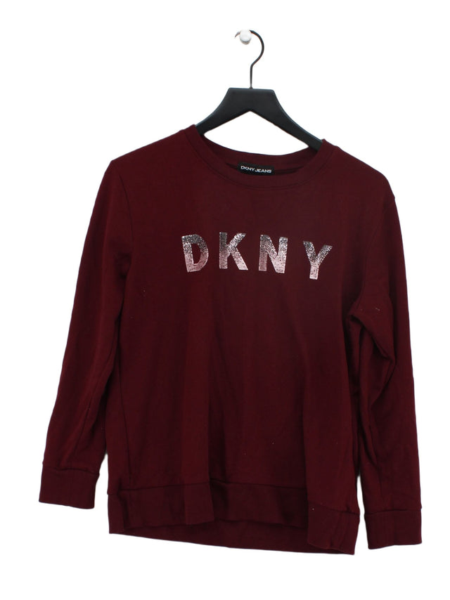 DKNY Women's Jumper S Purple Cotton with Elastane, Polyester