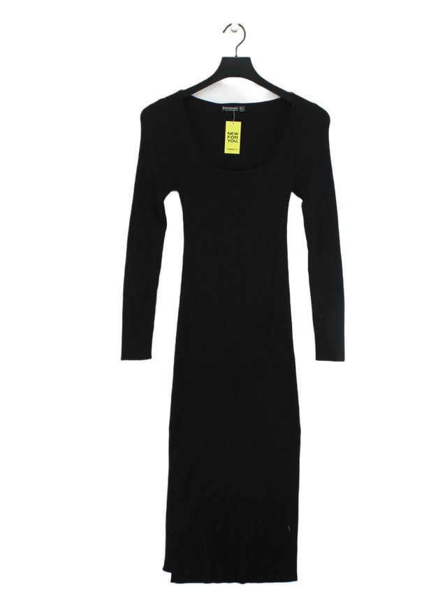 Stradivarius Women's Midi Dress S Black Viscose with Polyamide