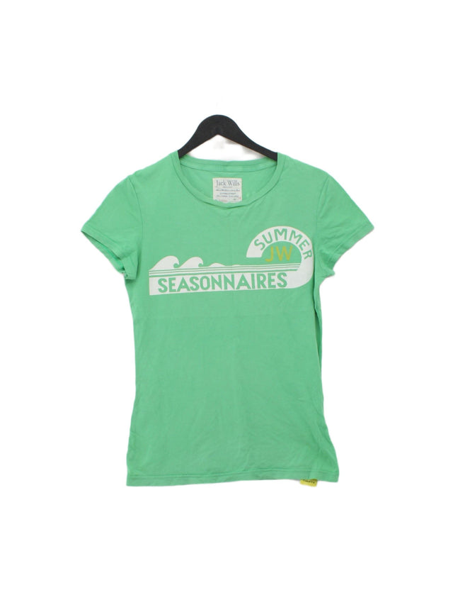 Jack Wills Women's T-Shirt UK 10 Green 100% Cotton