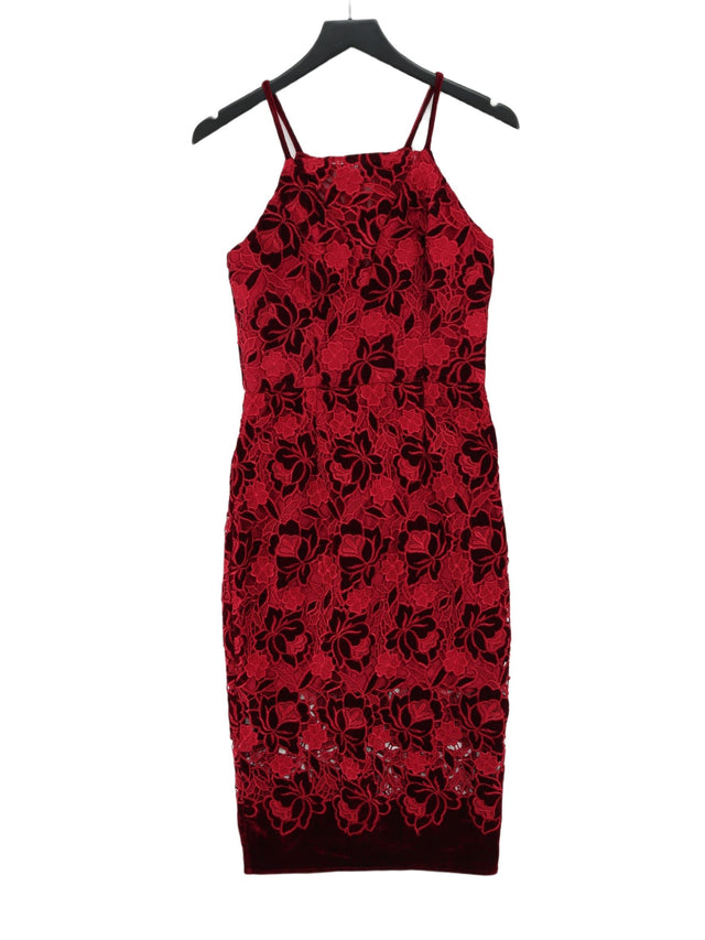 Chi Chi London Women's Midi Dress UK 10 Red 100% Polyester