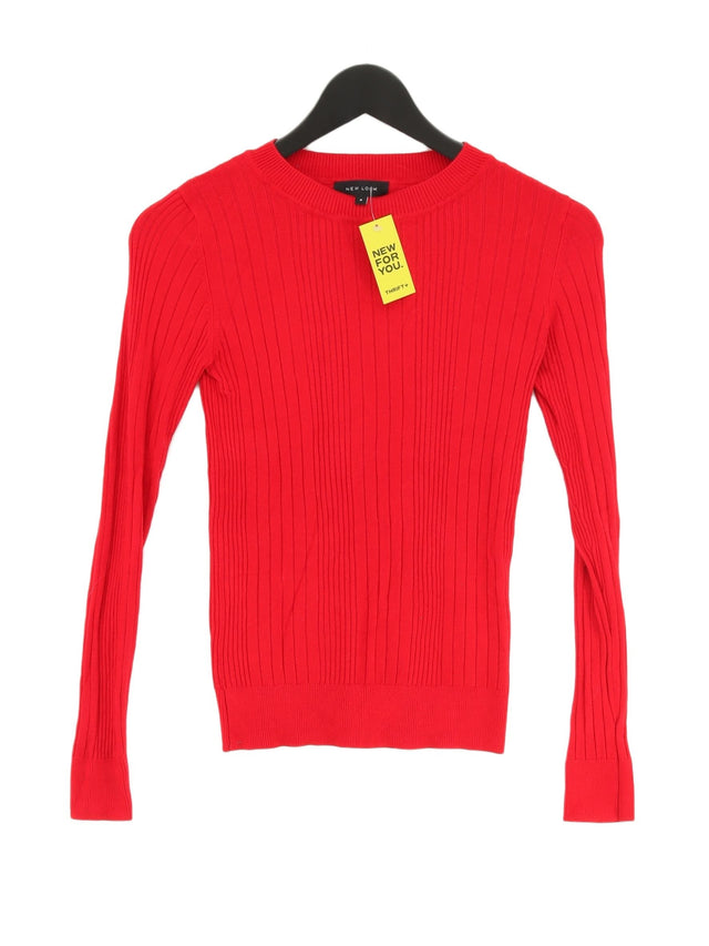 New Look Women's Jumper UK 8 Red Viscose with Nylon