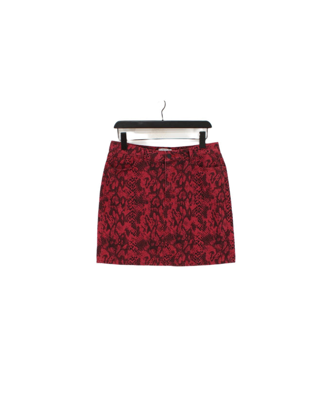 New Look Women's Midi Skirt UK 14 Red Cotton with Polyester