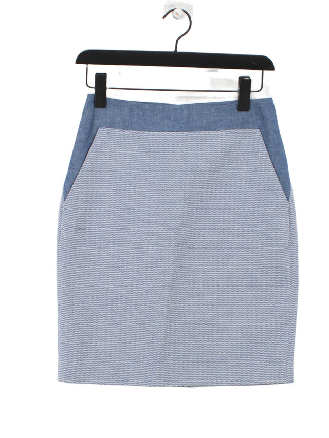 Hobbs Women's Midi Skirt UK 8 Blue Cotton with Linen, Other