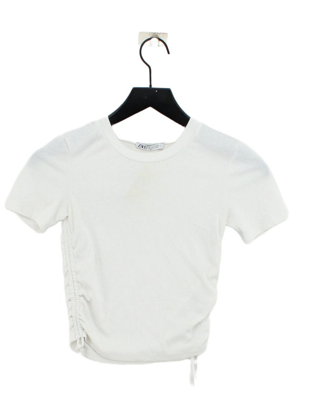Zara Women's T-Shirt S White Polyester with Elastane