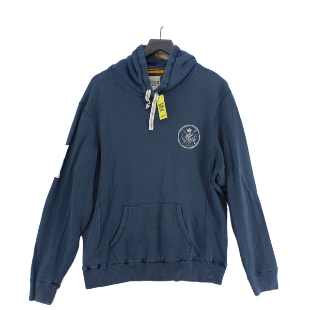 Joules Men's Hoodie L Blue Cotton with Polyester