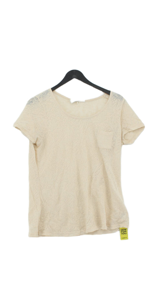 Next Women's T-Shirt UK 16 Cream Cotton with Polyester
