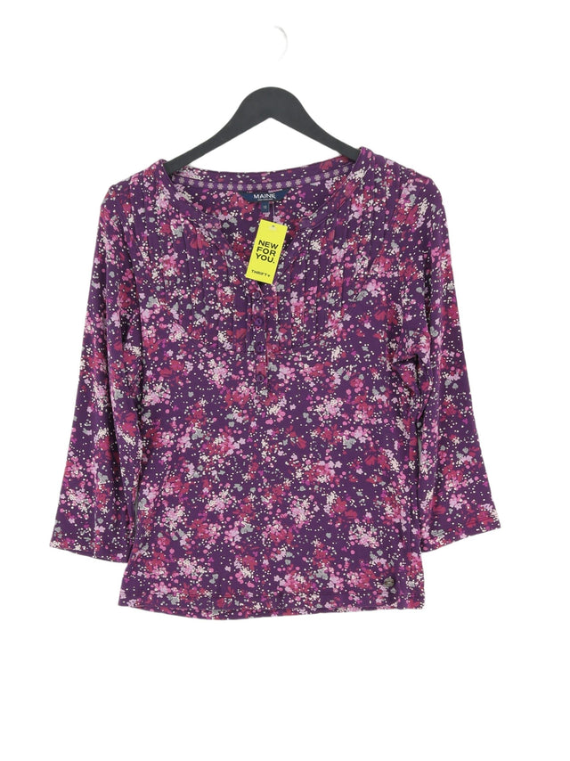 Maine Women's T-Shirt UK 12 Purple 100% Cotton