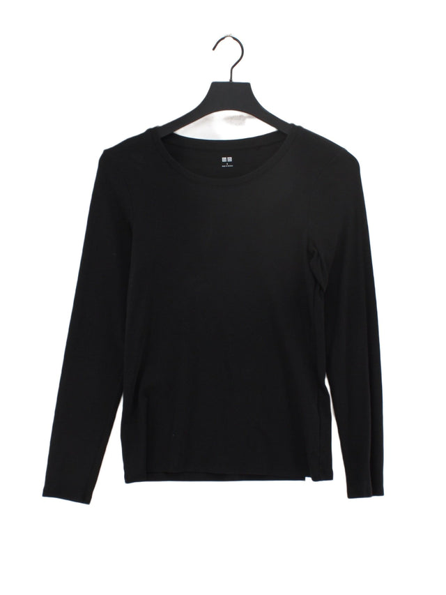 Uniqlo Women's T-Shirt S Black Cotton with Elastane