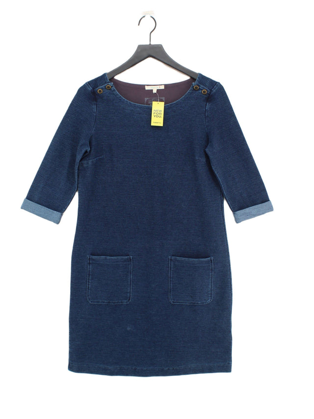 White Stuff Women's Midi Dress UK 12 Blue Cotton with Elastane, Polyester