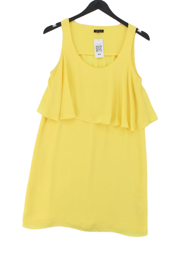 River Island Women's Midi Dress UK 8 Yellow 100% Polyester