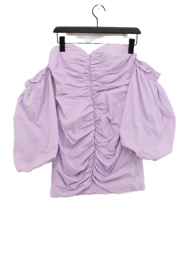 Oh Polly Women's Midi Dress UK 10 Purple Cotton with Nylon, Spandex