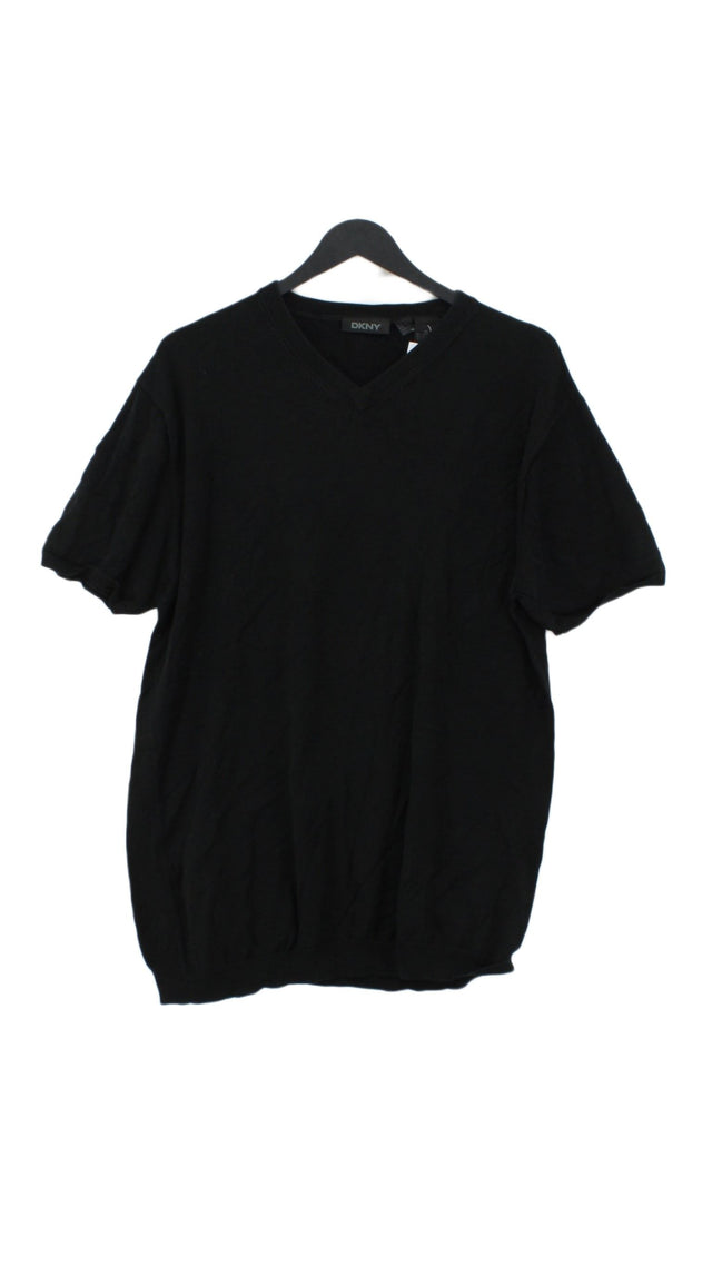 DKNY Men's T-Shirt XL Black Cotton with Nylon, Spandex