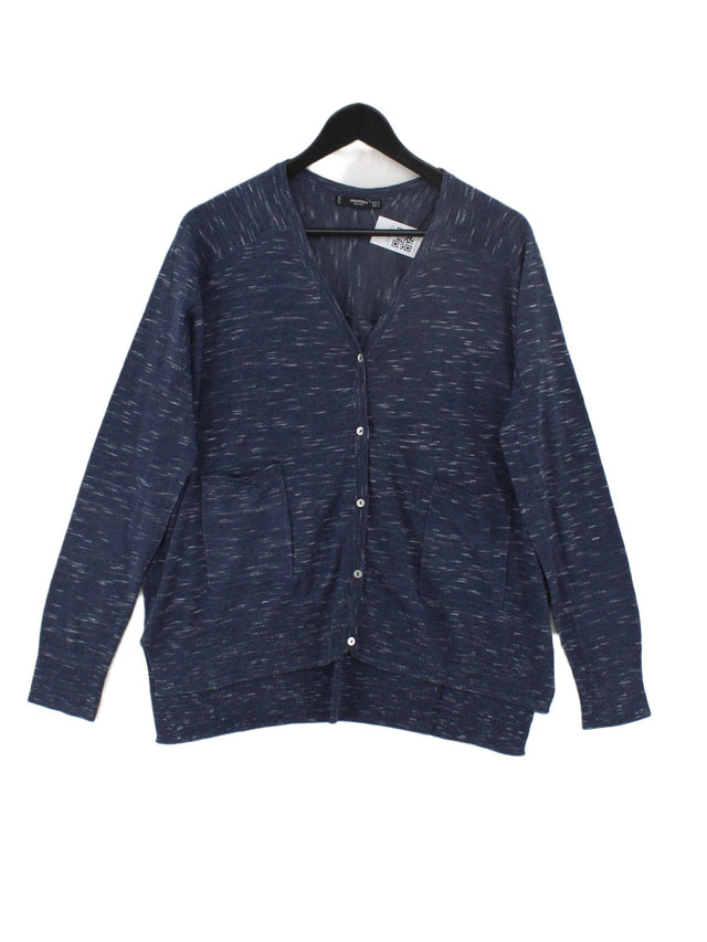 Mango Women's Cardigan M Blue Polyester with Cotton