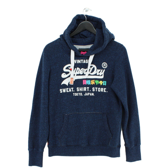 Superdry Women's Hoodie L Blue Cotton with Polyester, Viscose