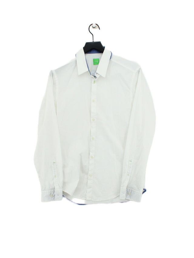 Boss Men's Shirt M White Cotton with Elastane