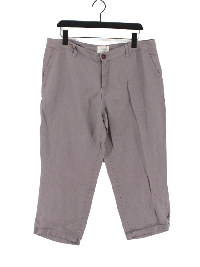 FatFace Women's Suit Trousers UK 16 Grey Cotton with Linen