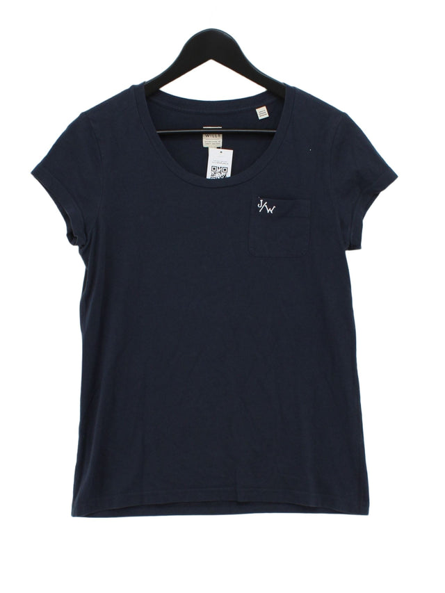 Jack Wills Women's T-Shirt UK 8 Blue 100% Cotton