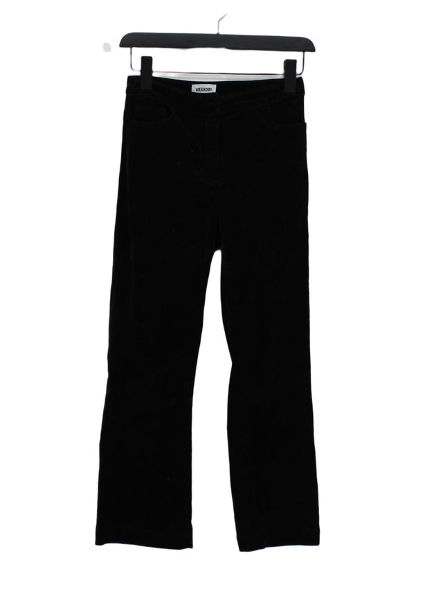 Weekday Women's Suit Trousers UK 6 Black Cotton with Elastane, Viscose