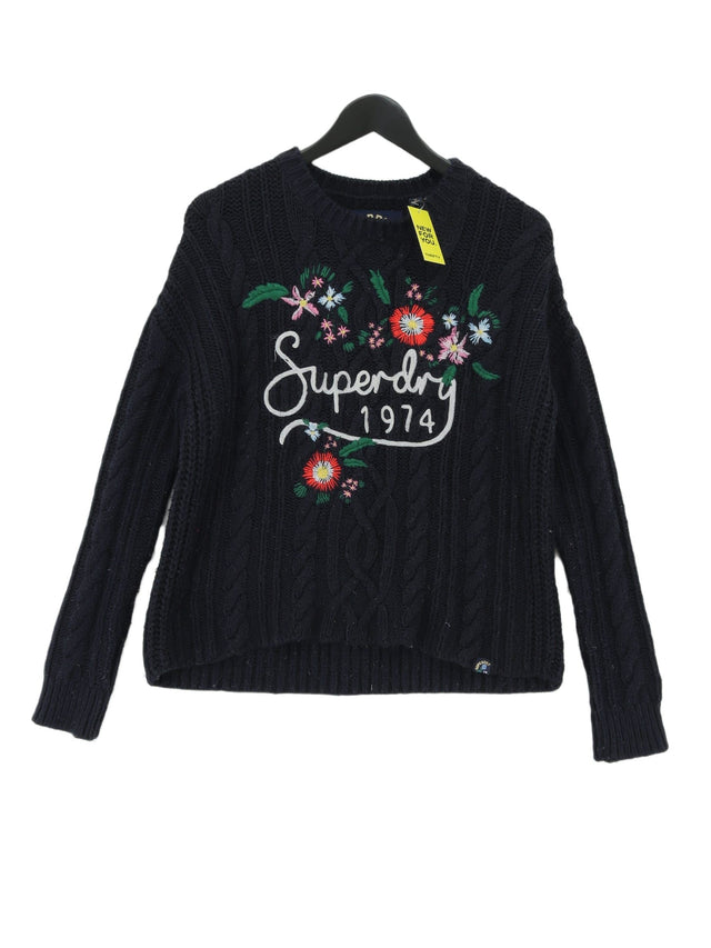 Superdry Women's Jumper UK 8 Blue Acrylic with Polyamide, Polyester