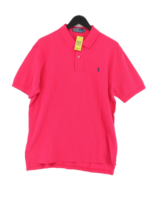 Ralph Lauren Men's Polo L Pink 100% Cotton