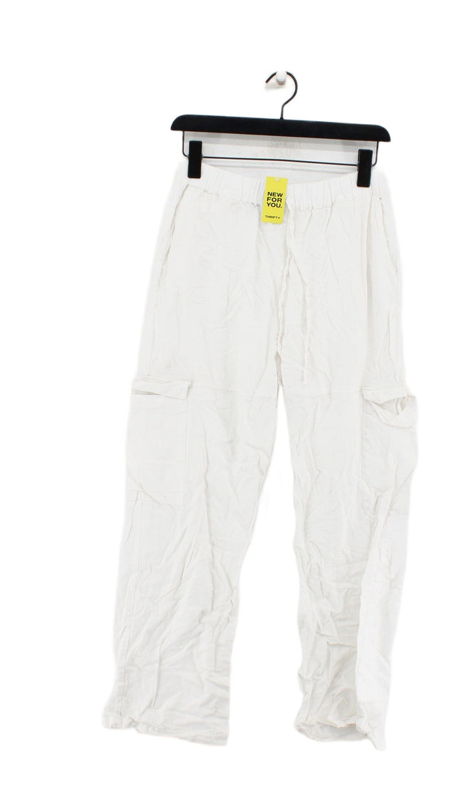 New Look Women's Trousers UK 10 White Linen with Viscose