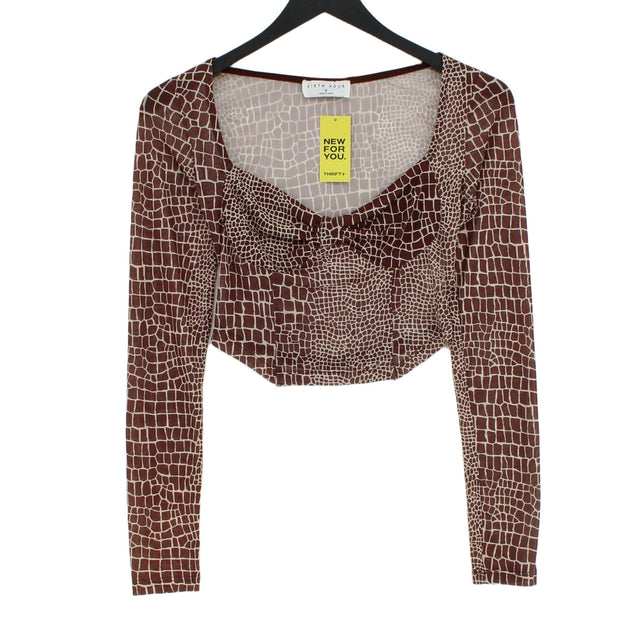 EI8TH HOUR Women's Top UK 8 Brown 100% Other