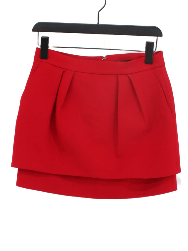 Maje Women's Mini Skirt UK 8 Red Polyester with Cotton, Elastane, Viscose