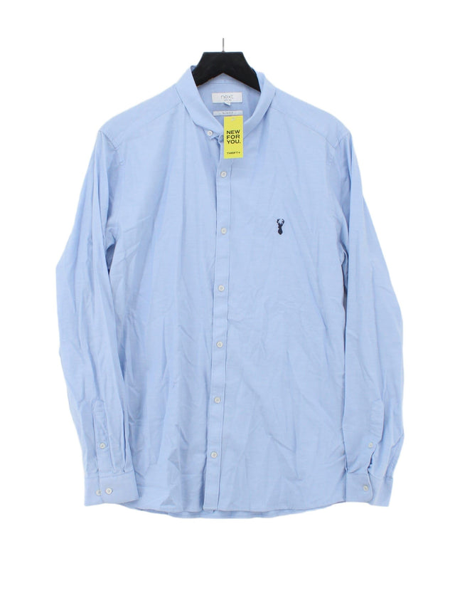 Next Men's Shirt XL Blue Cotton with Elastane