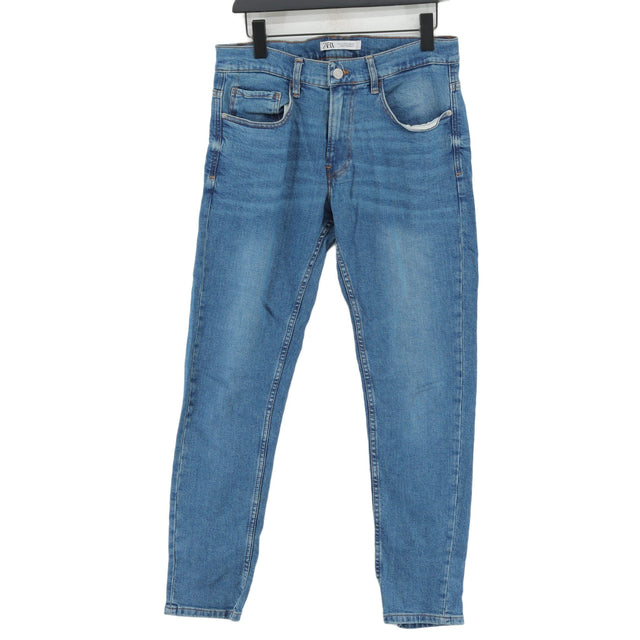 Zara Men's Jeans W 32 in Blue Cotton with Elastane
