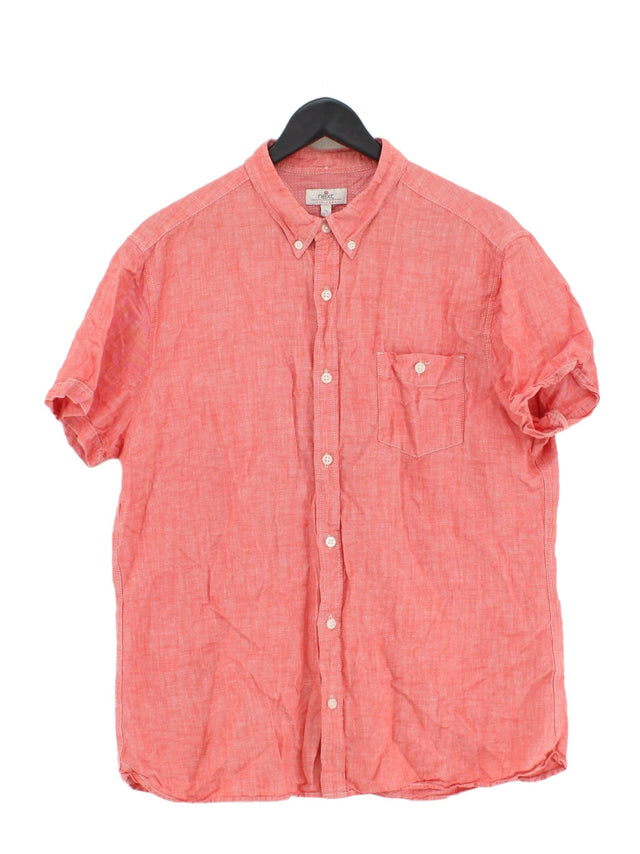 Next Men's Shirt XL Pink Linen with Cotton