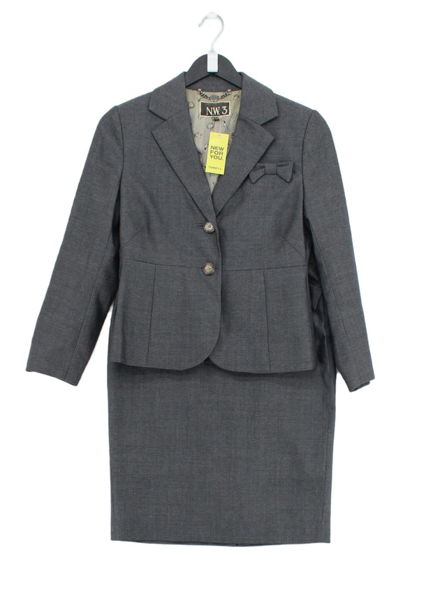 NW3 Women's Two Piece Suit UK 8 Blue Wool with Cotton, Polyester, Viscose