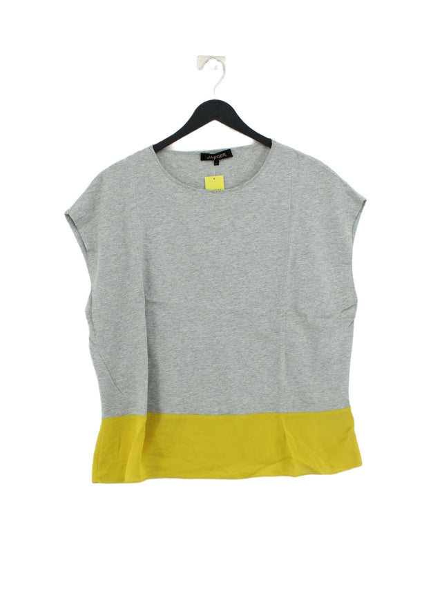 Jaeger Women's T-Shirt L Grey Cotton with Silk