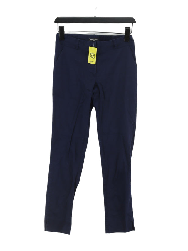 Warehouse Women's Suit Trousers UK 6 Blue Cotton with Elastane