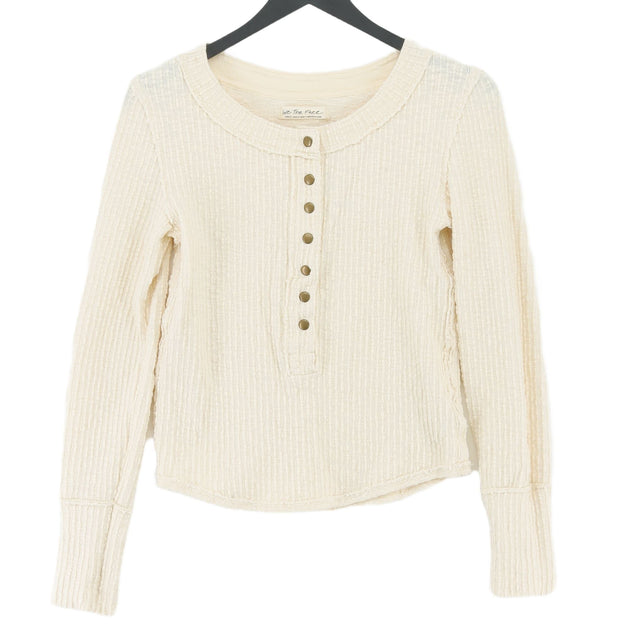 We The Free Women's Jumper S Cream Cotton with Polyester, Spandex