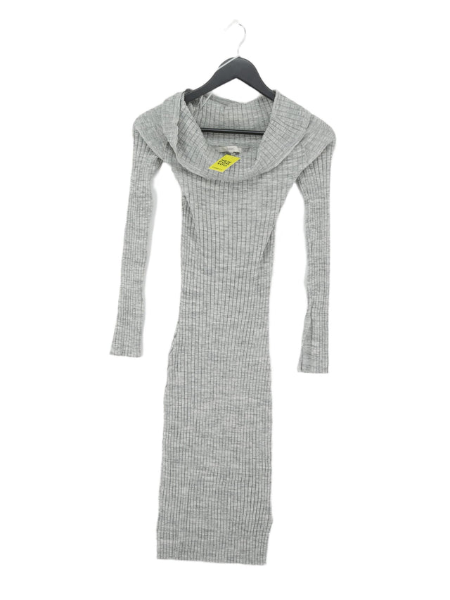 Next Women's Midi Dress UK 10 Grey Cotton with Polyester
