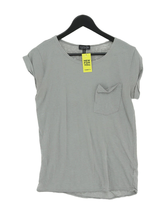 Topshop Women's Top UK 8 Grey Polyester with Cotton