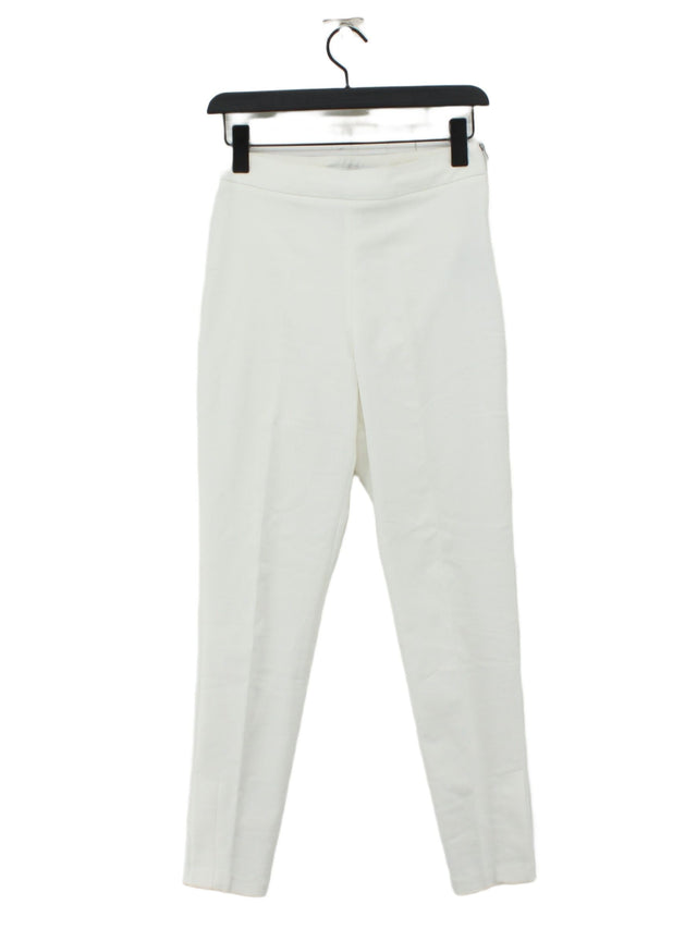 Warehouse Women's Trousers UK 8 White Cotton with Elastane, Polyamide